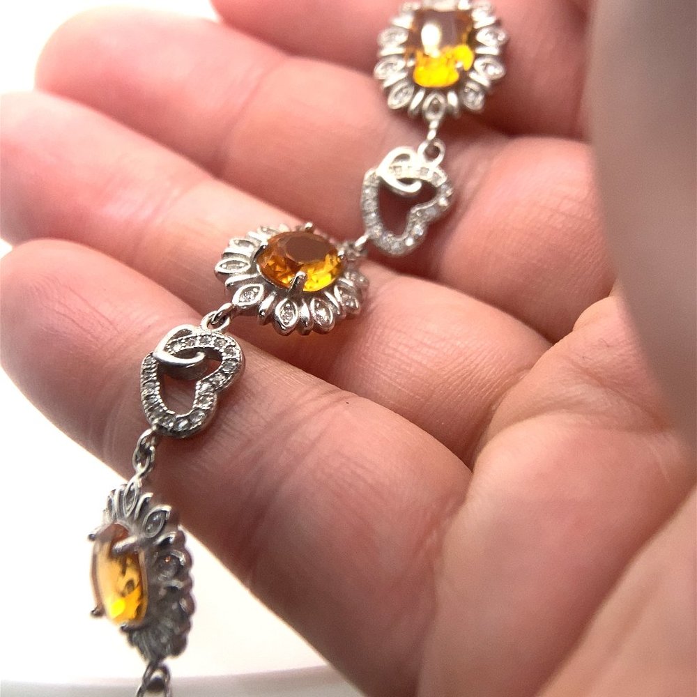 Citrine 6.02ct Platinum Finish Solid 925 Sterling Silver Bracelet